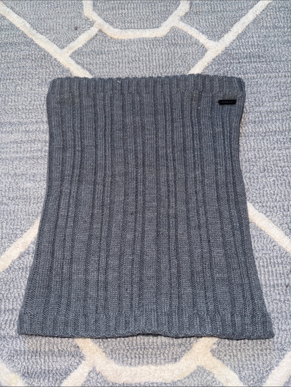 Michael Kors Gray Ribbed Knit Fleece Lined Neck Warmer Scarf One Size